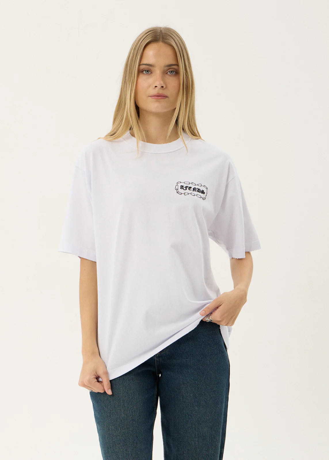 AFENDS Mens Spiritual - Heavyweight Boxy Tee - White