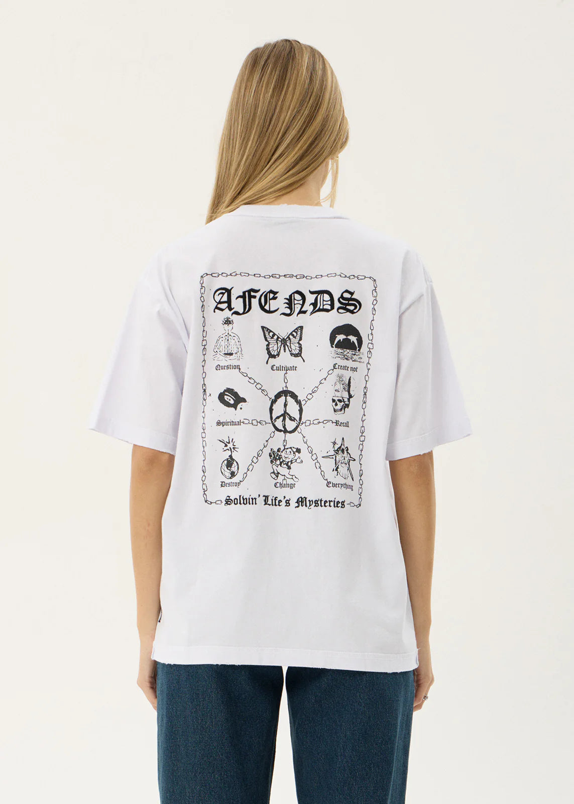 AFENDS Mens Spiritual - Heavyweight Boxy Tee - White