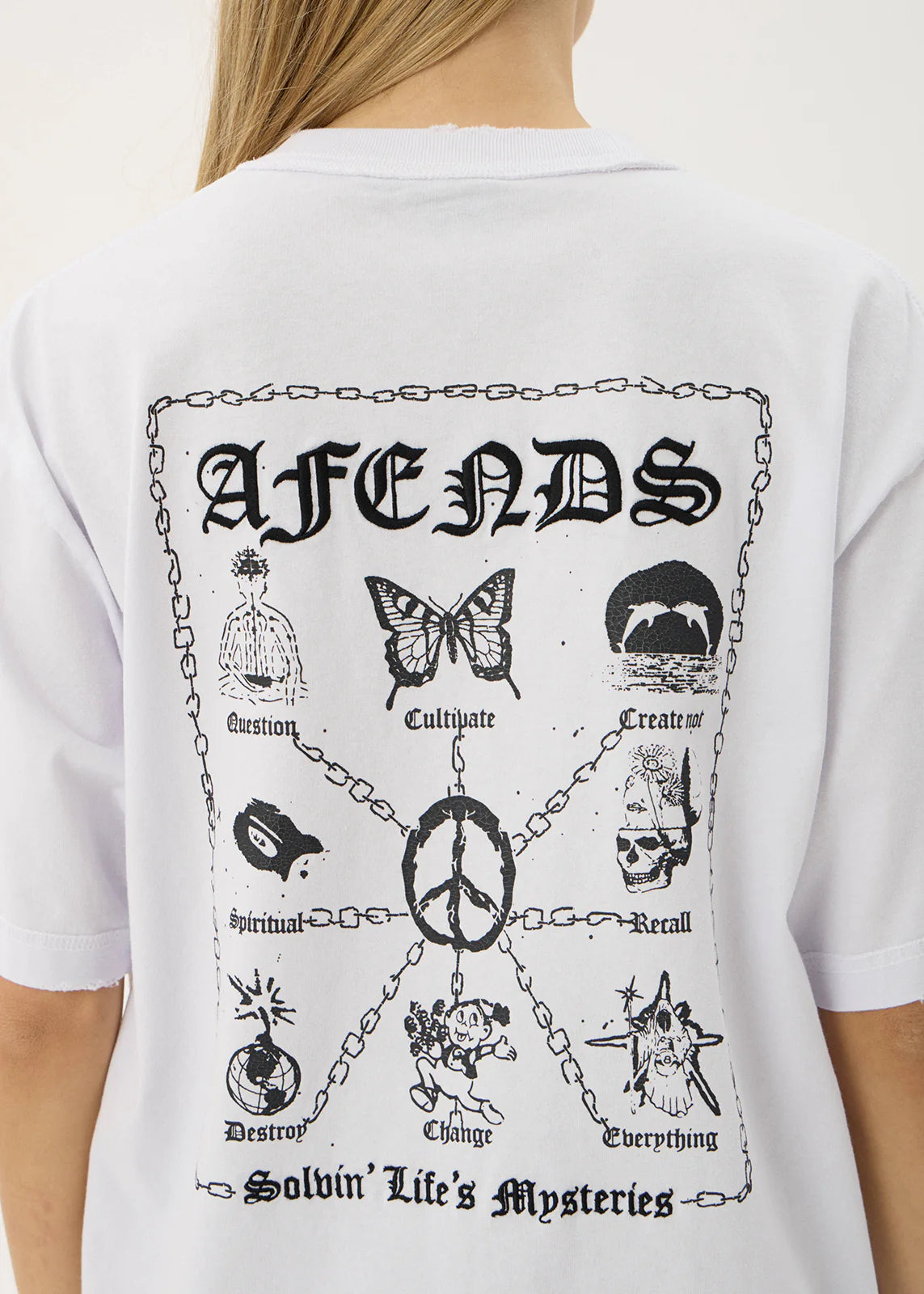 AFENDS Mens Spiritual - Heavyweight Boxy Tee - White