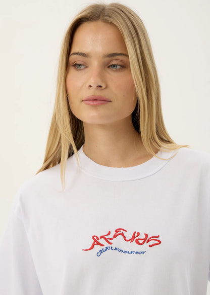 AFENDS Mens Consider - Heavyweight Boxy Tee - White