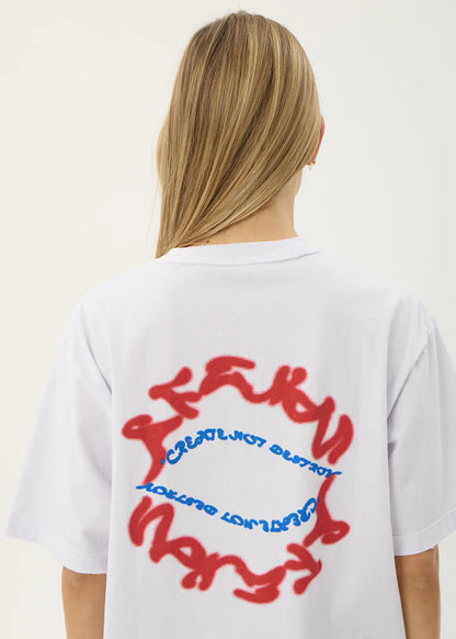 AFENDS Mens Consider - Heavyweight Boxy Tee - White