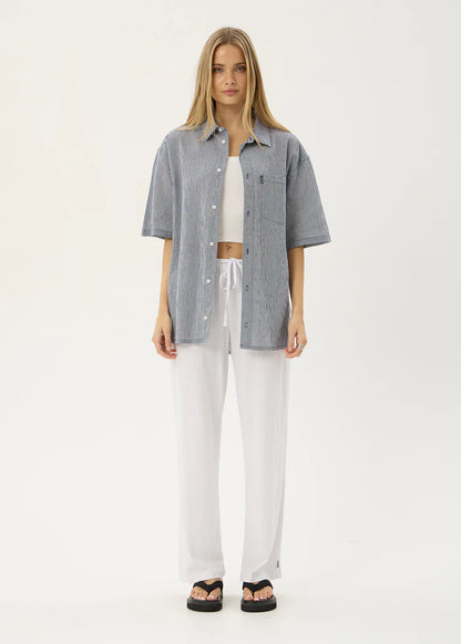 AFENDS Mens Independent - Short Sleeve Shirt - Navy Check