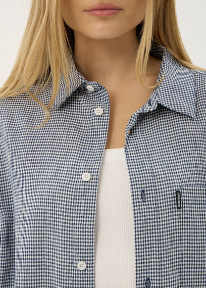 AFENDS Mens Independent - Short Sleeve Shirt - Navy Check