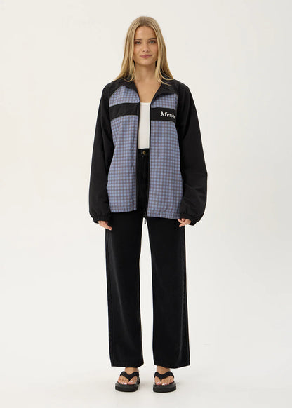 AFENDS Mens Spicy - Sports Spray Jacket - Slate Blue Check
