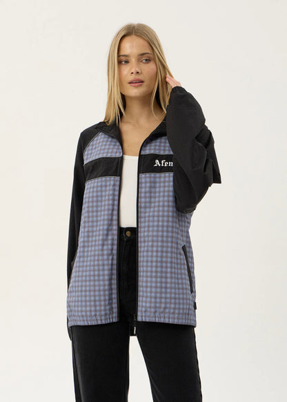 AFENDS Mens Spicy - Sports Spray Jacket - Slate Blue Check