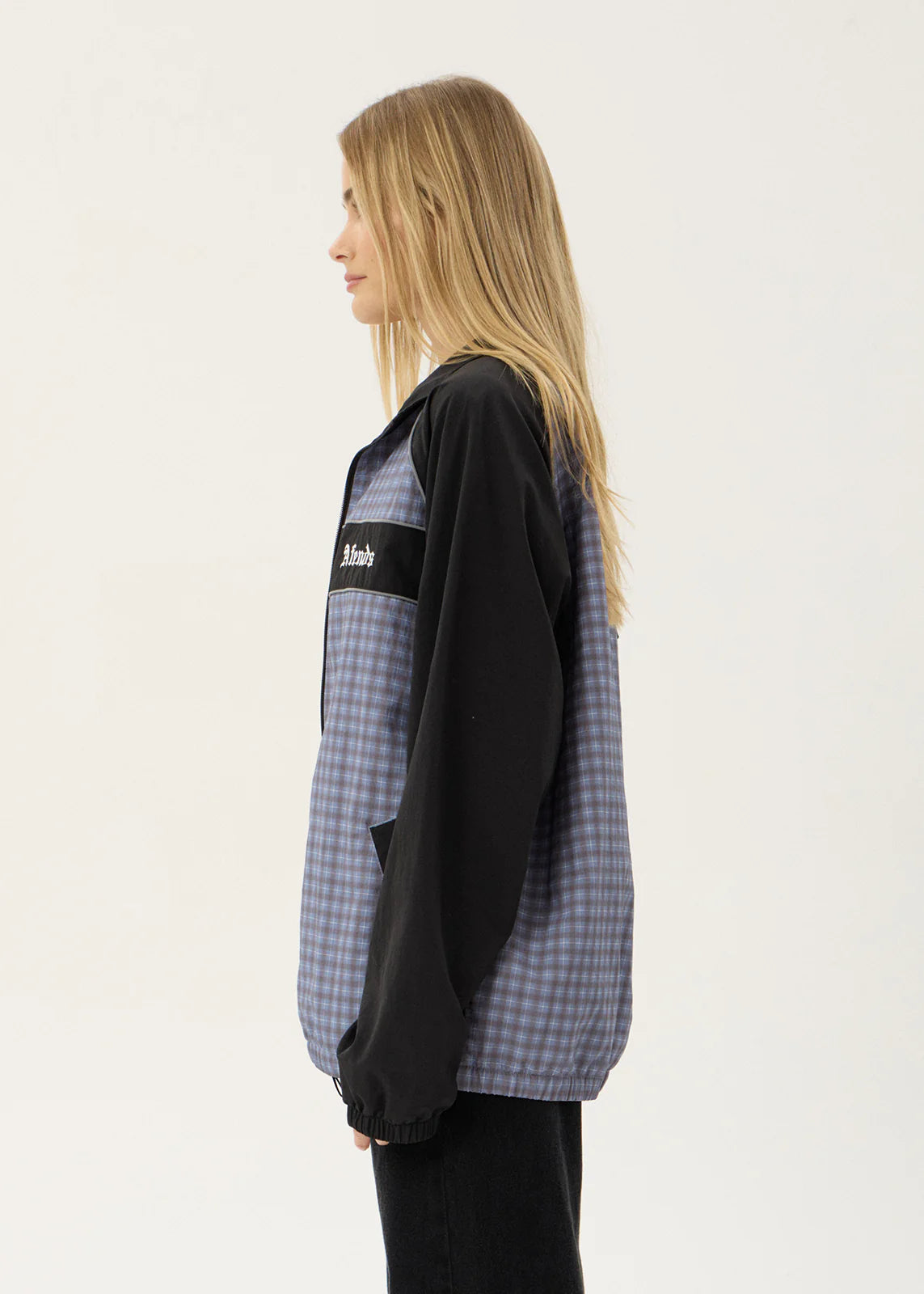 AFENDS Mens Spicy - Sports Spray Jacket - Slate Blue Check