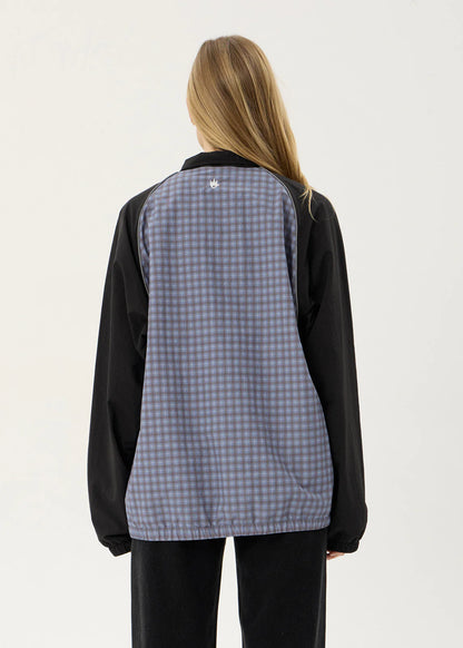 AFENDS Mens Spicy - Sports Spray Jacket - Slate Blue Check