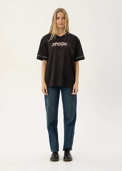 AFENDS Mens Nationals - Mesh Jersey Boxy Tee - Black