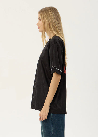 AFENDS Mens Nationals - Mesh Jersey Boxy Tee - Black