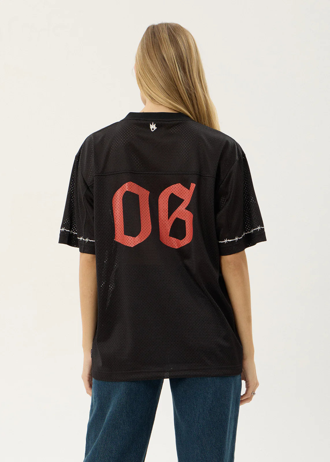 AFENDS Mens Nationals - Mesh Jersey Boxy Tee - Black
