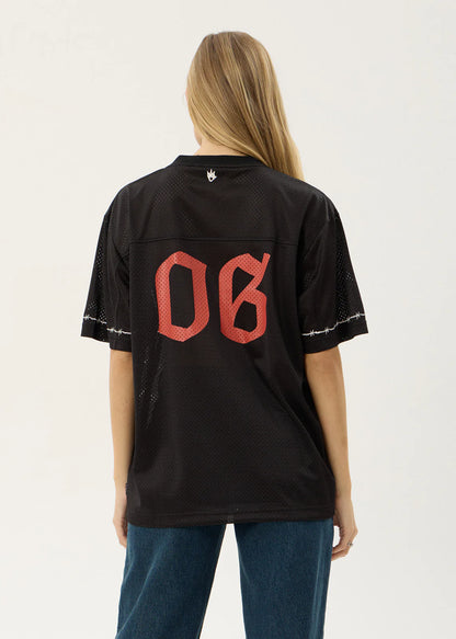 AFENDS Mens Nationals - Mesh Jersey Boxy Tee - Black
