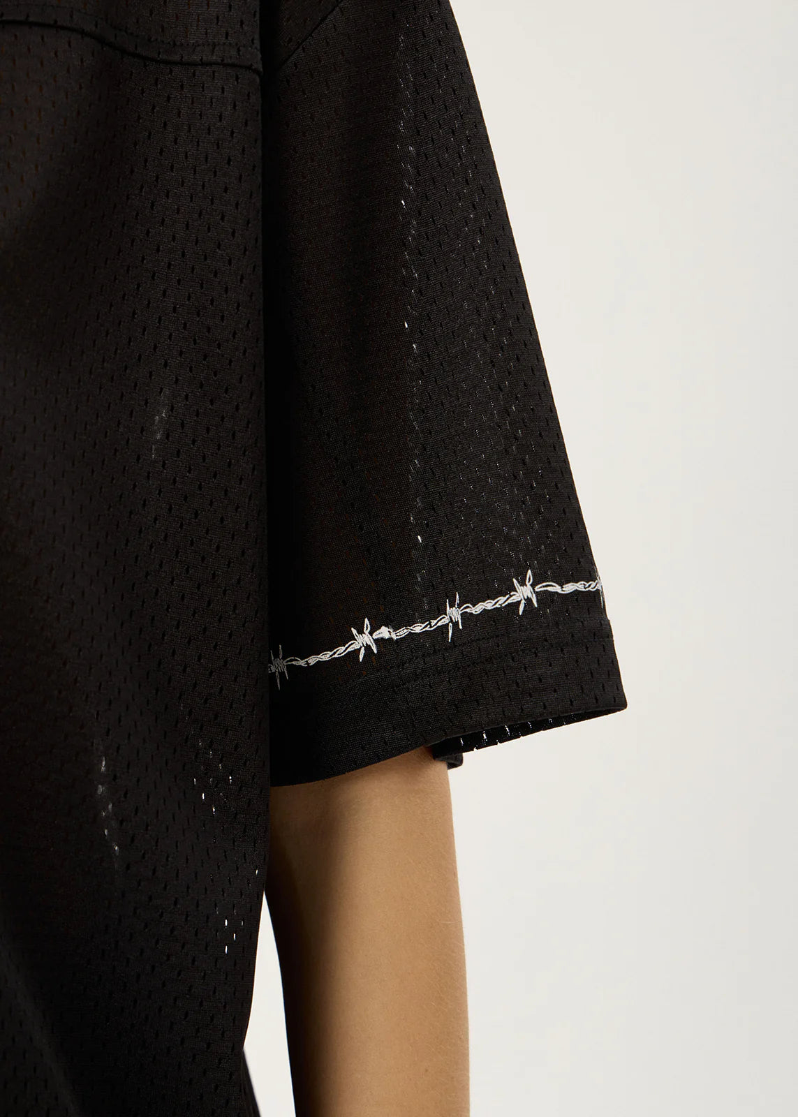 AFENDS Mens Nationals - Mesh Jersey Boxy Tee - Black