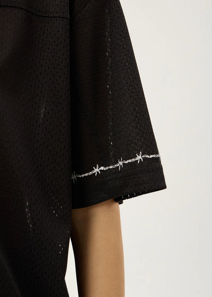 AFENDS Mens Nationals - Mesh Jersey Boxy Tee - Black