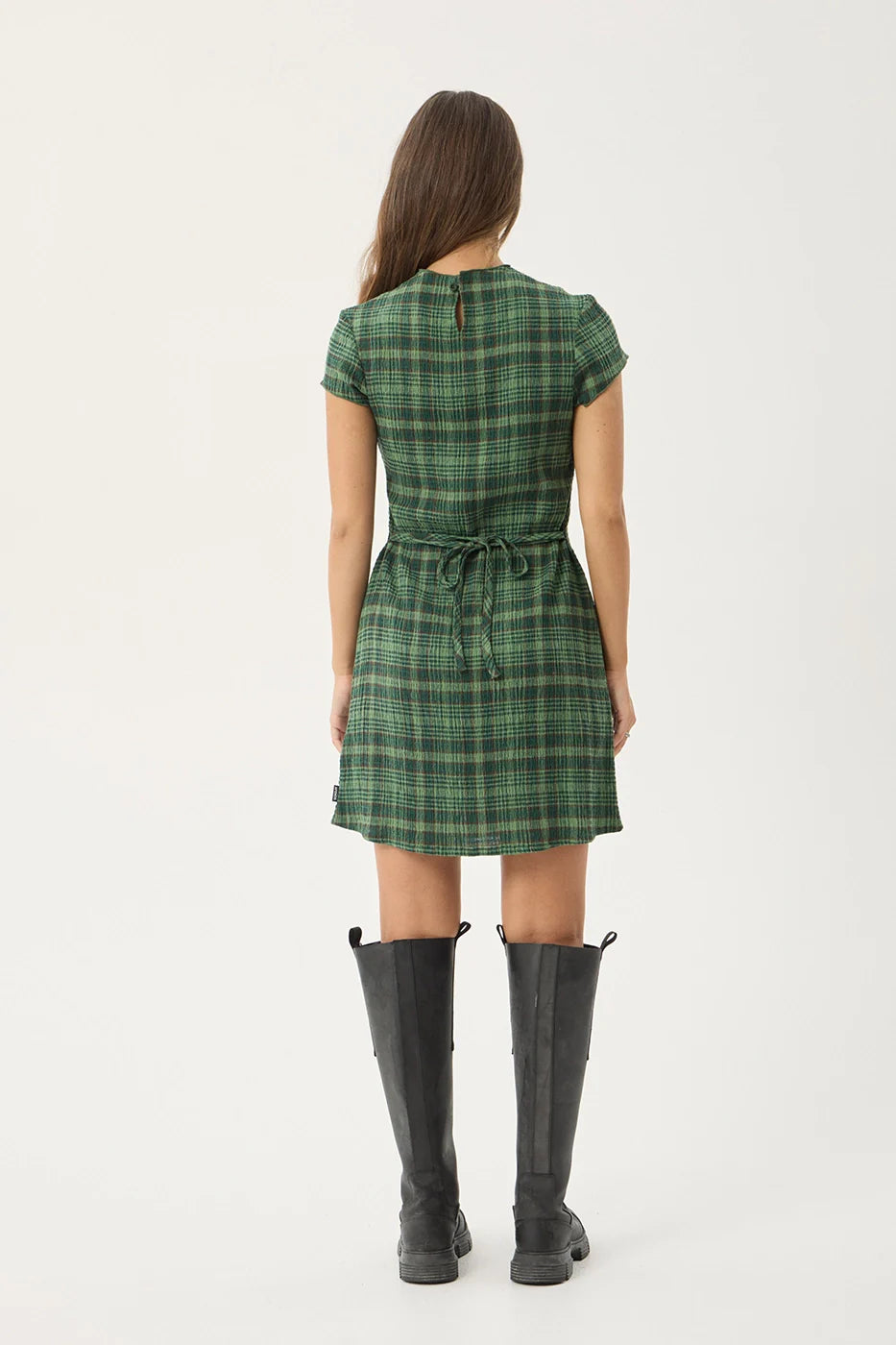 AFENDS Womens Elodie - Seersucker Mini Dress - Lonnie Hunter Green