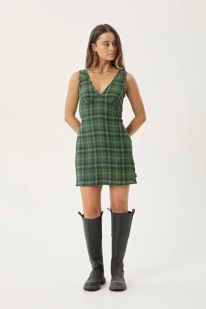 AFENDS Womens Lonnie - Seersucker Mini Dress - Hunter Green