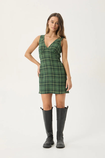 AFENDS Womens Lonnie - Seersucker Mini Dress - Hunter Green