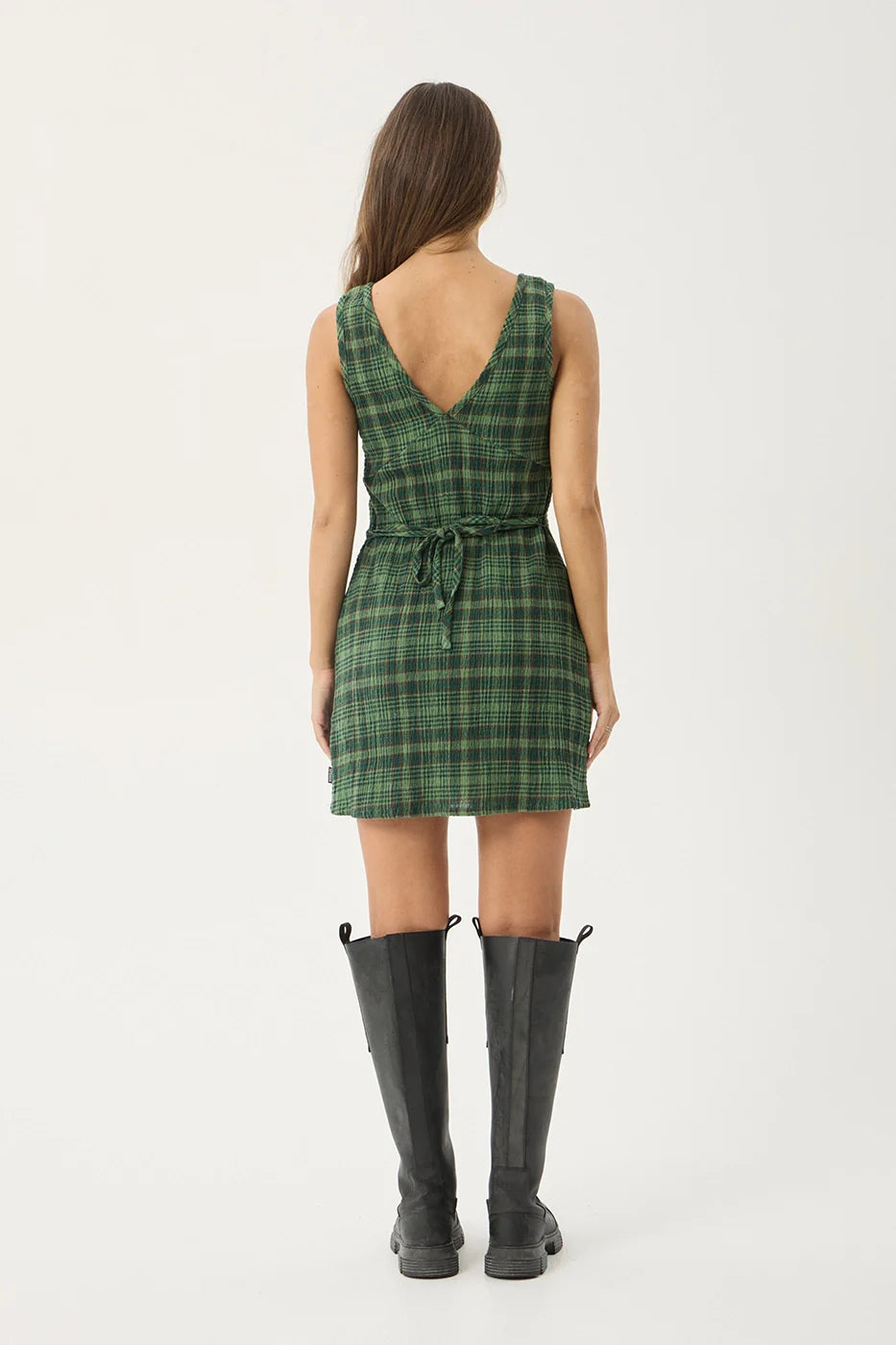 AFENDS Womens Lonnie - Seersucker Mini Dress - Hunter Green