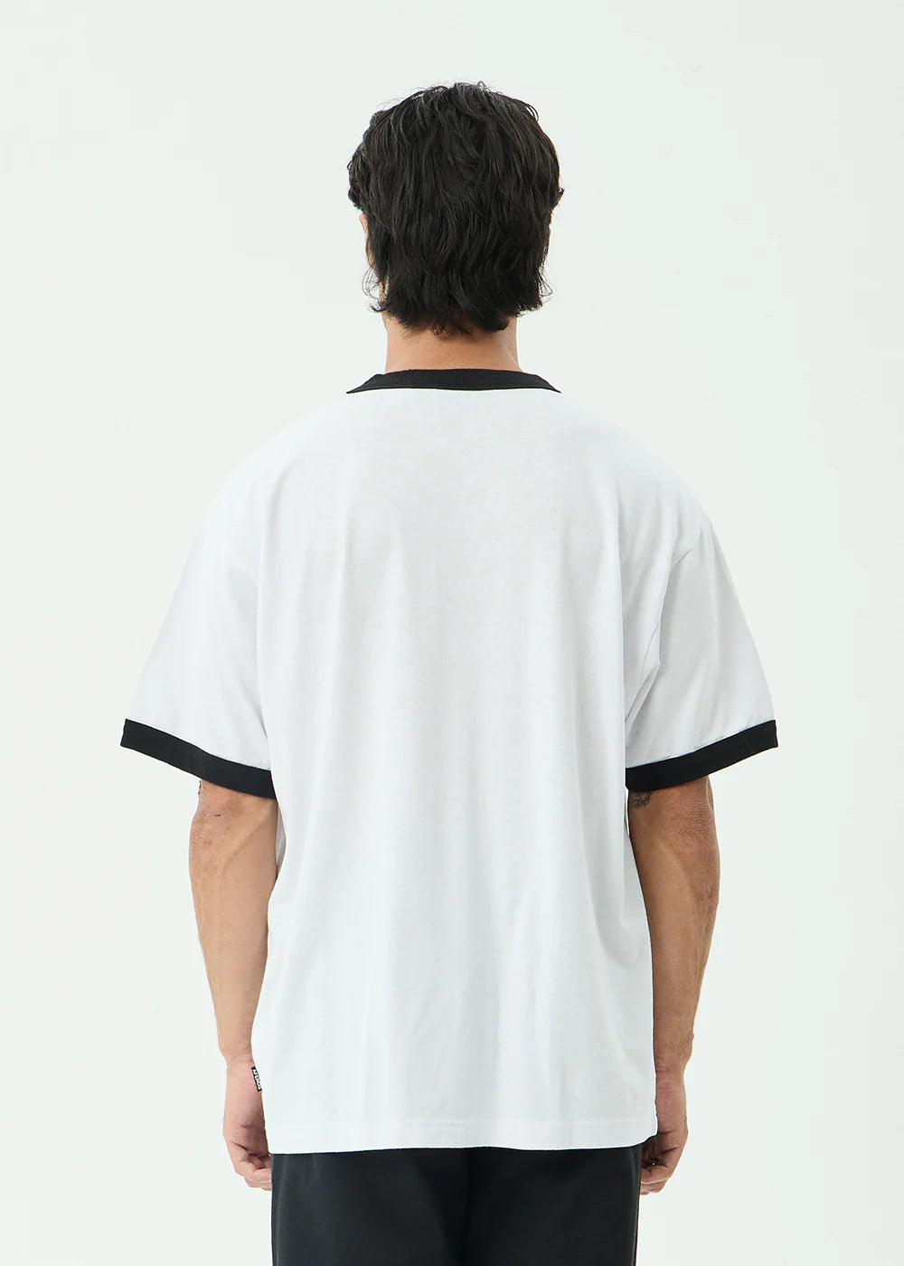 AFENDS Mens Chains - Boxy Ringer Tee - White