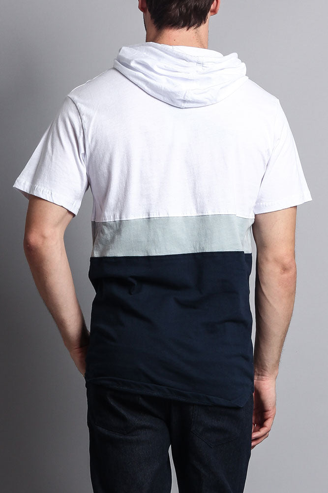 Short Sleeve Color Block Hooded Anorak