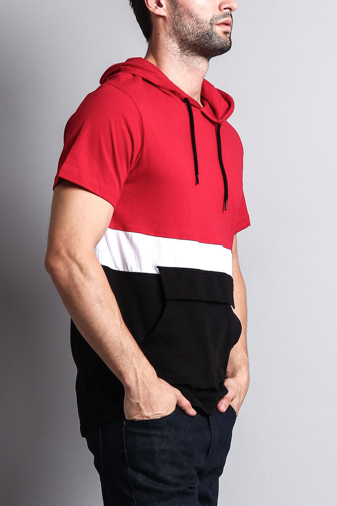 Short Sleeve Color Block Hooded Anorak