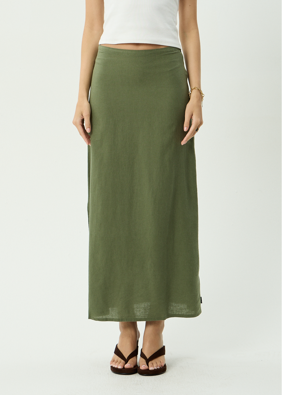 AFENDS Womens Lilo - Maxi Skirt - Deep Olive