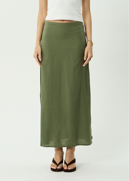 AFENDS Womens Lilo - Maxi Skirt - Deep Olive