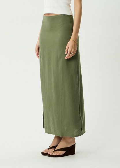 AFENDS Womens Lilo - Maxi Skirt - Deep Olive