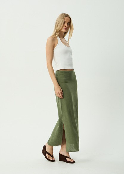 AFENDS Womens Lilo - Maxi Skirt - Deep Olive