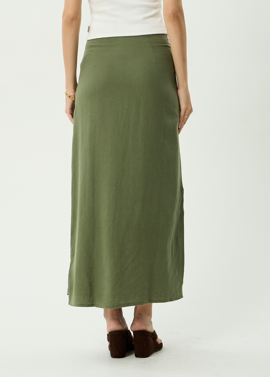 AFENDS Womens Lilo - Maxi Skirt - Deep Olive