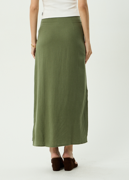 AFENDS Womens Lilo - Maxi Skirt - Deep Olive