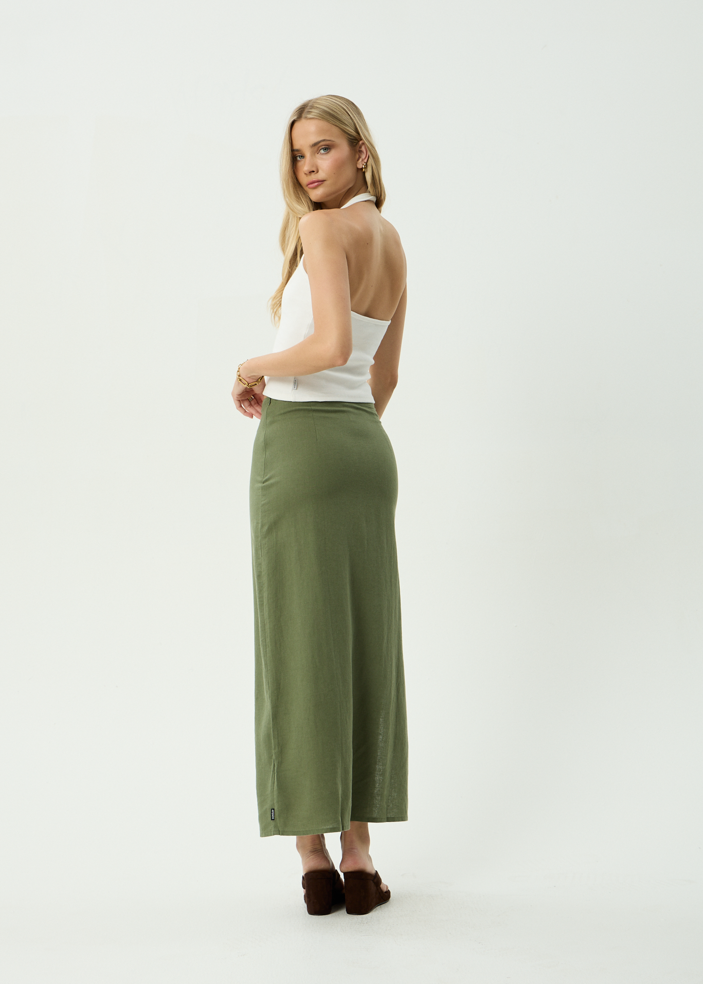AFENDS Womens Lilo - Maxi Skirt - Deep Olive