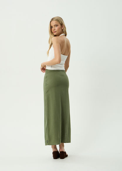 AFENDS Womens Lilo - Maxi Skirt - Deep Olive
