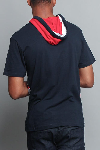 Tri Colored Hooded T-Shirt