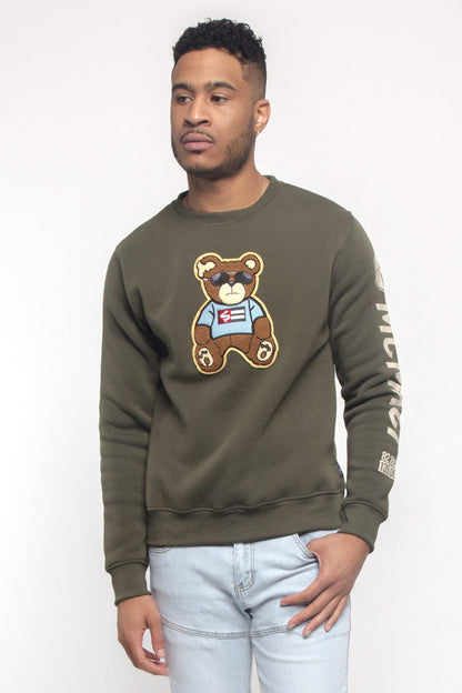 Chenille Bear Patch Fleece Crewneck
