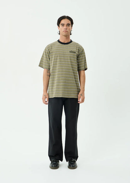 AFENDS Mens Altitude - Boxy Tee - Stone Stripe