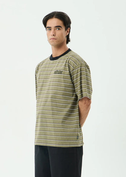 AFENDS Mens Altitude - Boxy Tee - Stone Stripe