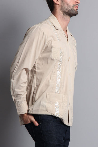 Men's Long Sleeve Cuban Style Guayabera Shirt
