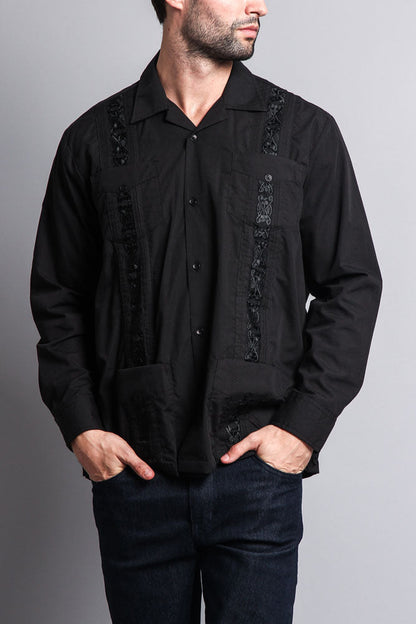 Men's Long Sleeve Cuban Style Guayabera Shirt