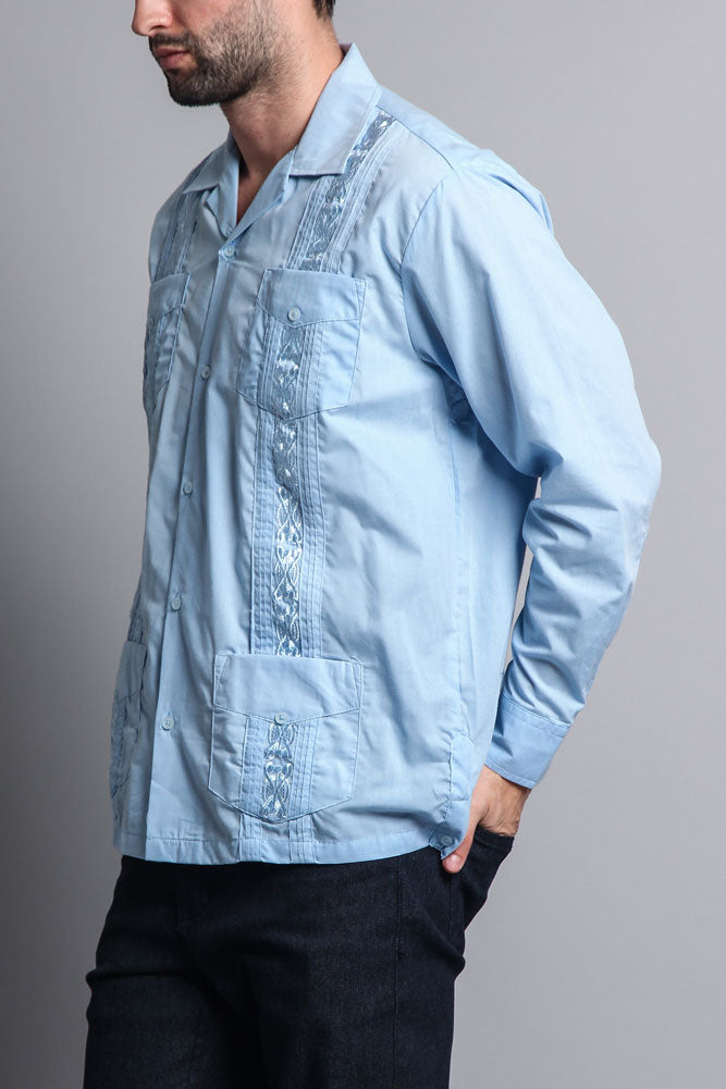 Men's Long Sleeve Cuban Style Guayabera Shirt