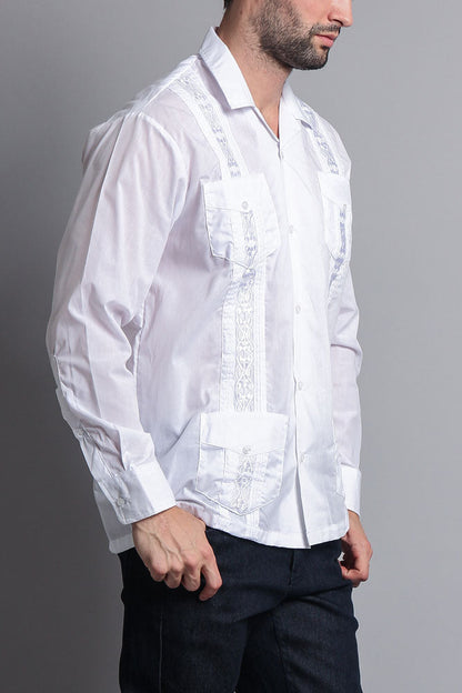 Men's Long Sleeve Cuban Style Guayabera Shirt