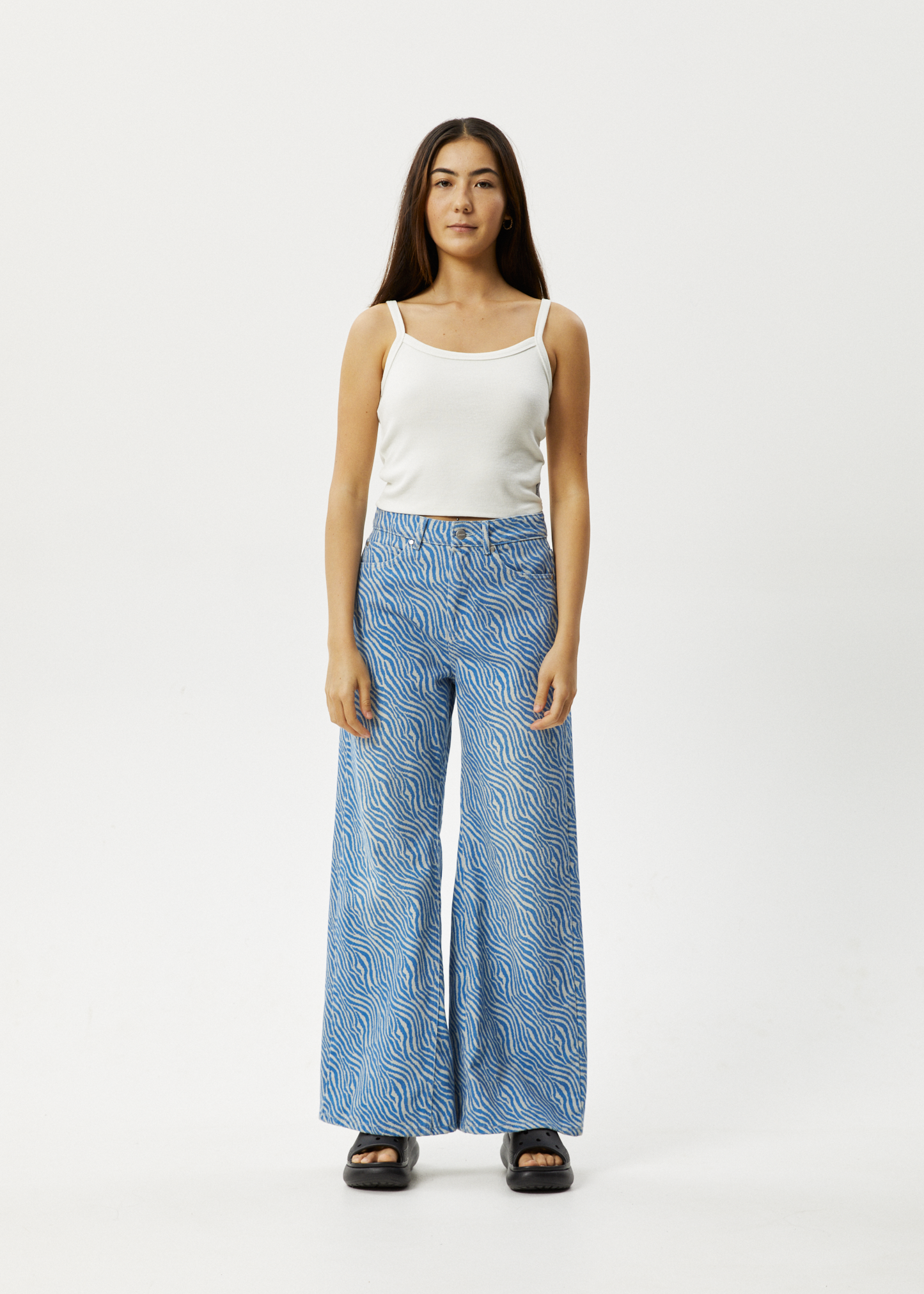 AFENDS Womens Shadows Gigi - Denim Flared Jean - Arctic