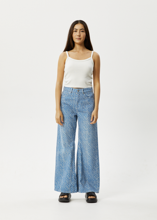 AFENDS Womens Shadows Gigi - Denim Flared Jean - Arctic