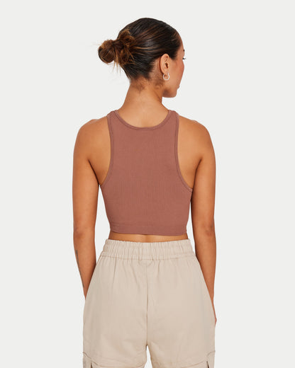 Womens Ribbed Base Racer Crop Top