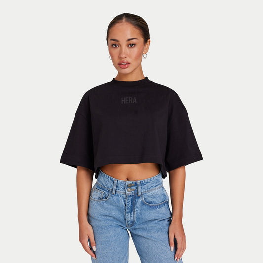 REWEAR Icon Cropped T-Shirt - Black