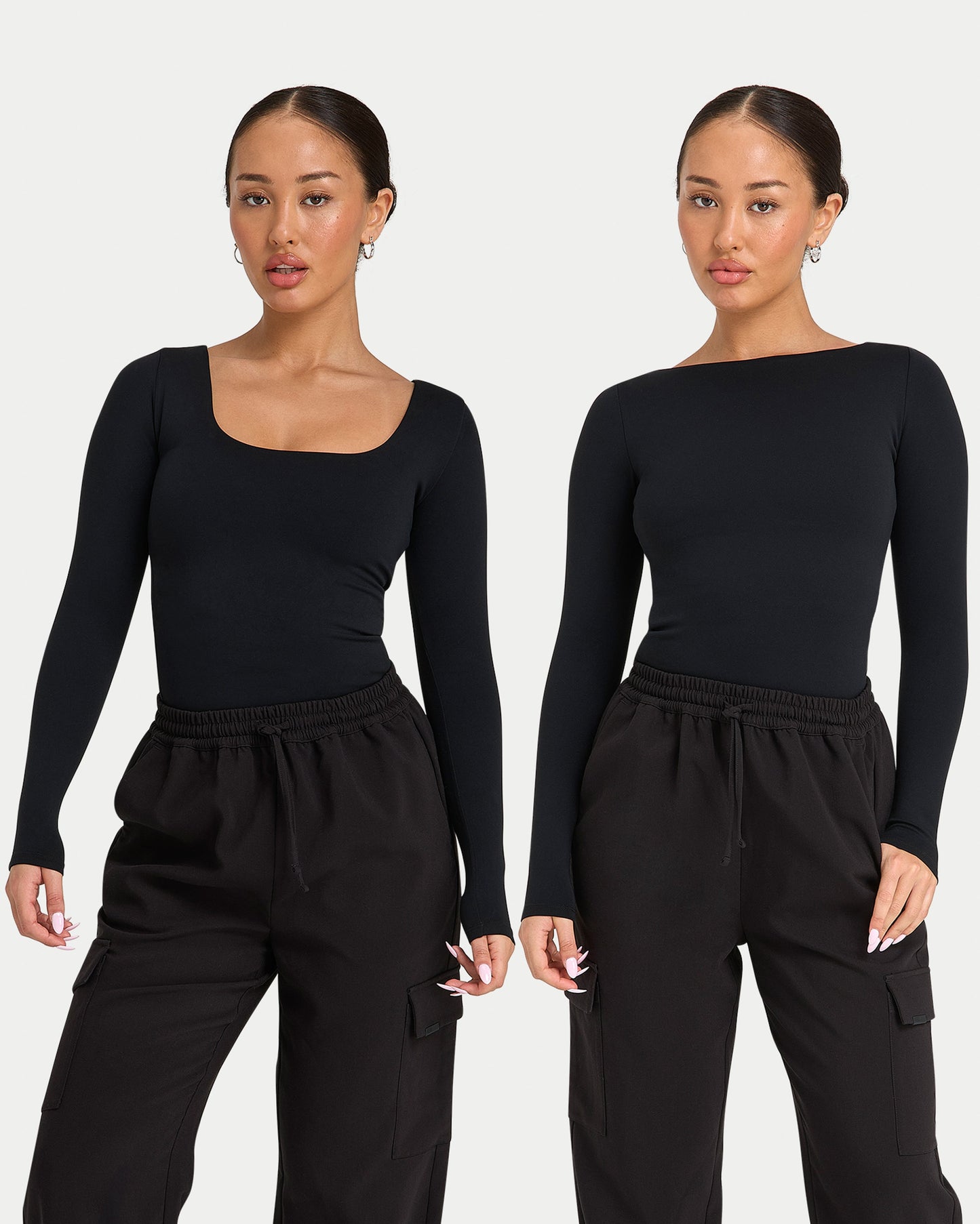 Womens Essential Dual Wear Long Sleeve Top