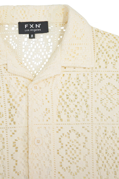 Crochet Knit Sweater Shirt