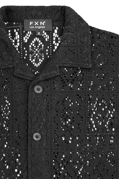 Crochet Knit Sweater Shirt