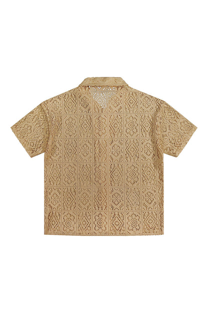 Crochet Knit Sweater Shirt