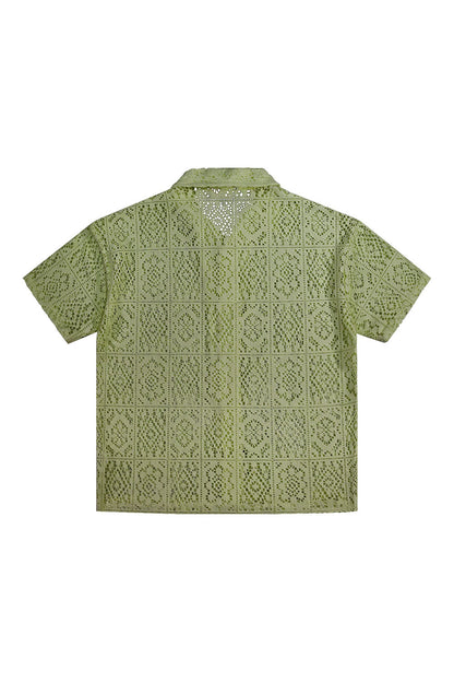 Crochet Knit Sweater Shirt