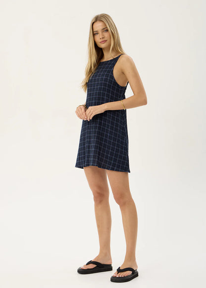 AFENDS Womens Sammy - Seersucker Mini Dress - Thea Midnight Check